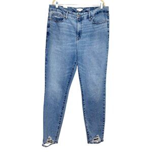 Good American Good Legs Skinny Jeans Mid-Rise Distressed Blue Womens Size 18 NEW